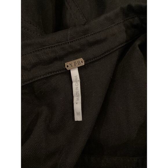 YFB Young Fabulous & Broke Short Sleeve Button Down Chest Pocket Black Jumpsuit - Picture 9 of 16